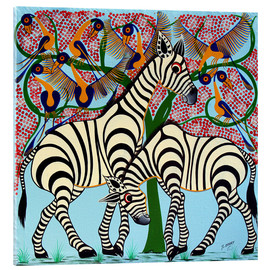 Obraz na szkle akrylowym  Loyalty zebras under the tree - Omary