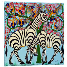 Magnettafel Treue Zebras unterm Baum