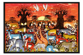 Gerahmter Kunstdruck Abendlicher Streifzug durch die Savanne