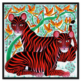 Gerahmter Kunstdruck Ruhende Raubkatzen