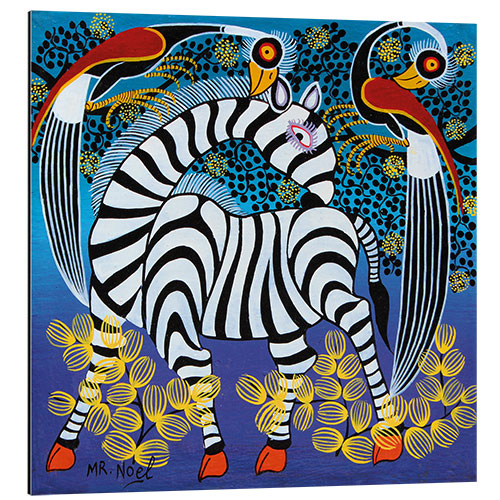 Aluminium print Zebra with herons