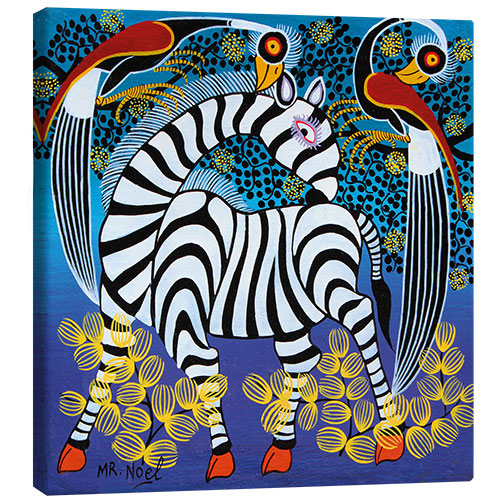 Canvas print Zebra with herons