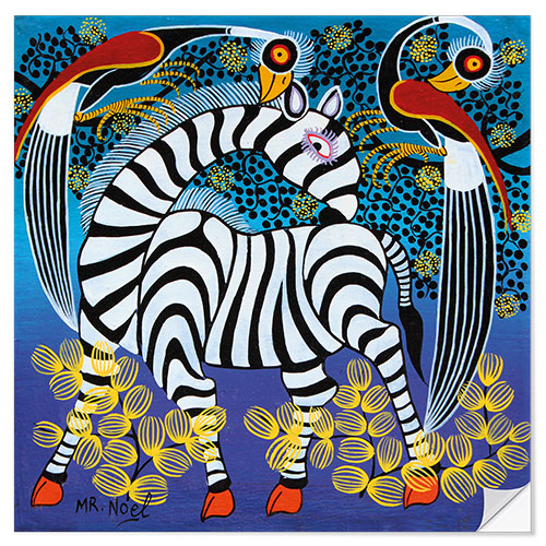 Wall sticker Zebra with herons