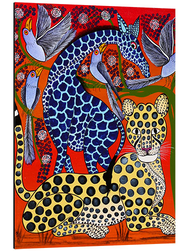 Aluminiumtavla Blue Giraffe with cheetah