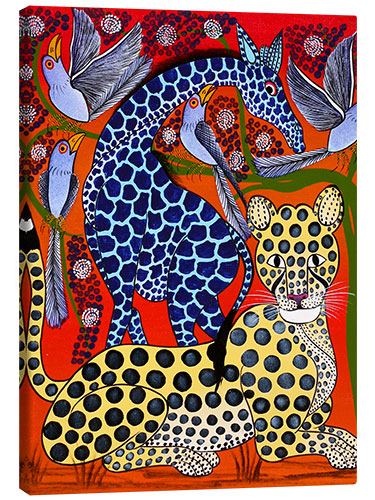 Stampa su tela Blue Giraffe with cheetah