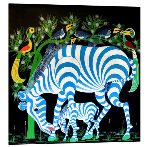 Acrylic print Blue Zebras at night