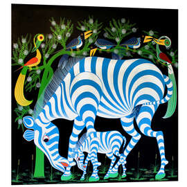 Cuadro de PVC Blue Zebras at night