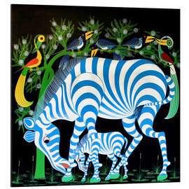 Magnettafel Blaue Zebras bei Nacht