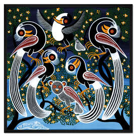 Gerahmter Kunstdruck Vogelschar bei der Nachtruhe