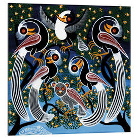 Magnettafel Vogelschar bei der Nachtruhe