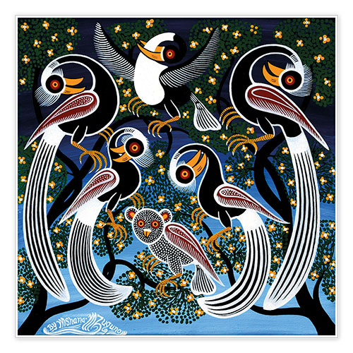 Poster Flock of birds at bedtime