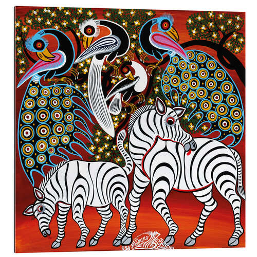 Gallery print Zebras with peacock