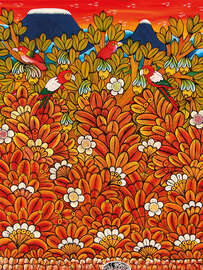 Magnettafel Papageien in den Baumkronen