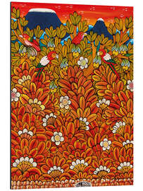 Magnettafel Papageien in den Baumkronen