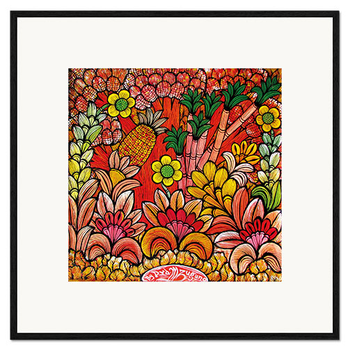 Framed art print Blooms in Orange