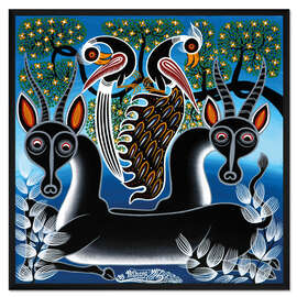 Gerahmter Kunstdruck Gazellen bei Nacht