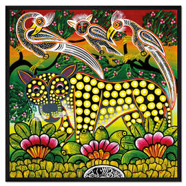 Gerahmter Kunstdruck Alter Leopard im Buschdickicht