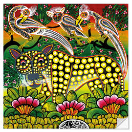 Sticker mural Age leopard in the bush thicket