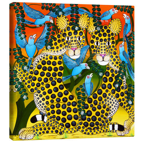 Canvas print Cheetahs united in the twilight