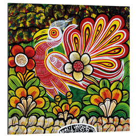 Magnettafel Roter Pfau im Busch