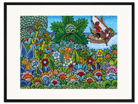 Gerahmter Kunstdruck Fischer im Regenwald