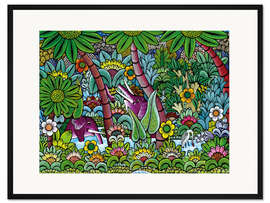 Gerahmter Kunstdruck Elefanten im Dschungel