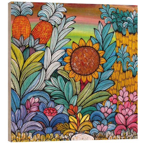 Quadro de madeira Flowery colors