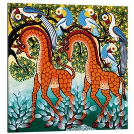 Magnettafel Giraffen im Busch