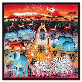 Gerahmter Kunstdruck Tiere unterm Sternenhimmel