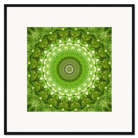 Impression artistique encadrée Mandala vert prairie