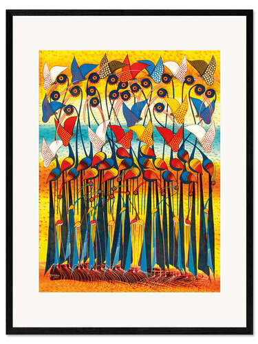 Innrammet kunsttrykk Colorful Cranes