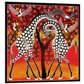 Foam board print Giraffes cuddle under a tree