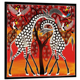 Magnettafel Giraffen schmusen unterm Baum