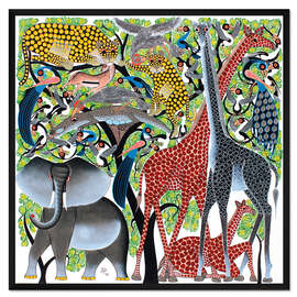 Gerahmter Kunstdruck Reges Treiben vorm Baum