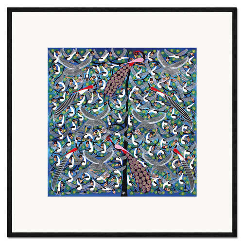 Plakat artystyczny premium w ramie Peacock on the tree