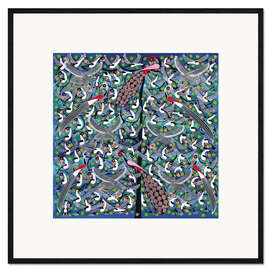 Plakat artystyczny premium w ramie Peacock on the tree