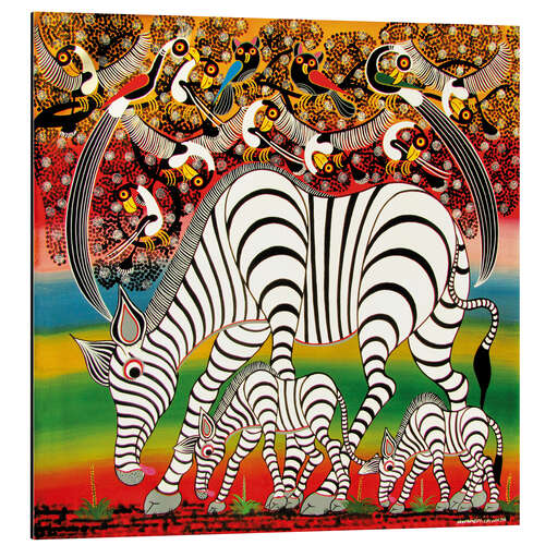 Aluminium print Zebra herd flock of birds