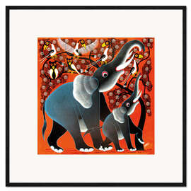 Framed art print Elephant under a tree