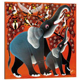 Magnettafel Elefanten unterm Baum