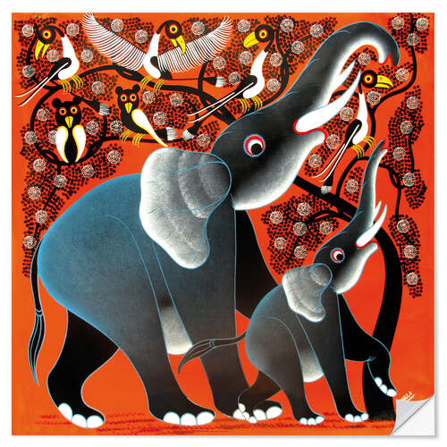 Vinilo para la pared Elephant under a tree