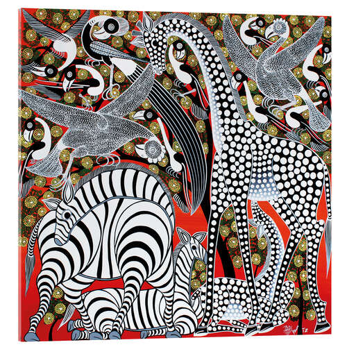 Tableau en verre acrylique Animaux africains noir et blanc