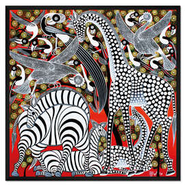 Gerahmter Kunstdruck Schwarzweiße Tiere Afrikas