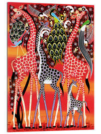 Quadro em plexi-alumínio Giraffe family at dusk