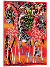 Magnettafel Giraffenfamilie bei der Abenddämmerung