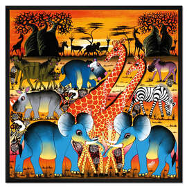 Gerahmter Kunstdruck Artenvielfalt in der Savanne