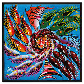 Gerahmter Kunstdruck Bunter Fischwirbel