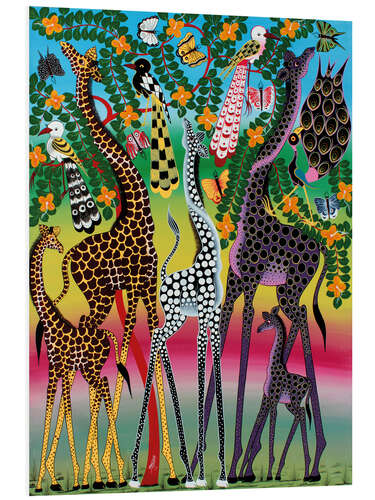 Cuadro de PVC Giraffes in African colors