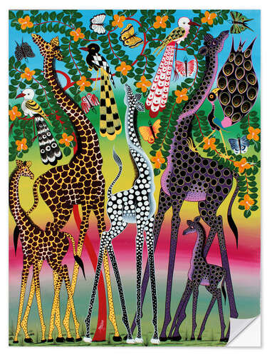 Vinilo para la pared Giraffes in African colors