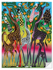 Naklejka na ścianę Giraffes in African colors