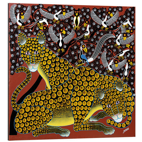 Aluminium print Cheetahs couple under the tree